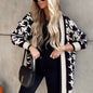 Women Clothing Autumn Winter V-neck Single Breasted Cardigan Houndstooth Sweater