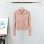 Zipper Knitted Cardigan for Women Spring Niche Sweater Coat Short Top