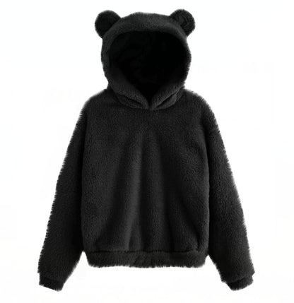 Autumn Winter Fluffy Rabbit Ears Hooded Warm   Plus size