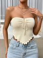 Summer Sexy Wooden Ear Halter Spaghetti Straps Two Way Wear Tank Top Women