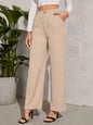 Popular Office Elegant High Waist Wide Leg Straight Casual Pants