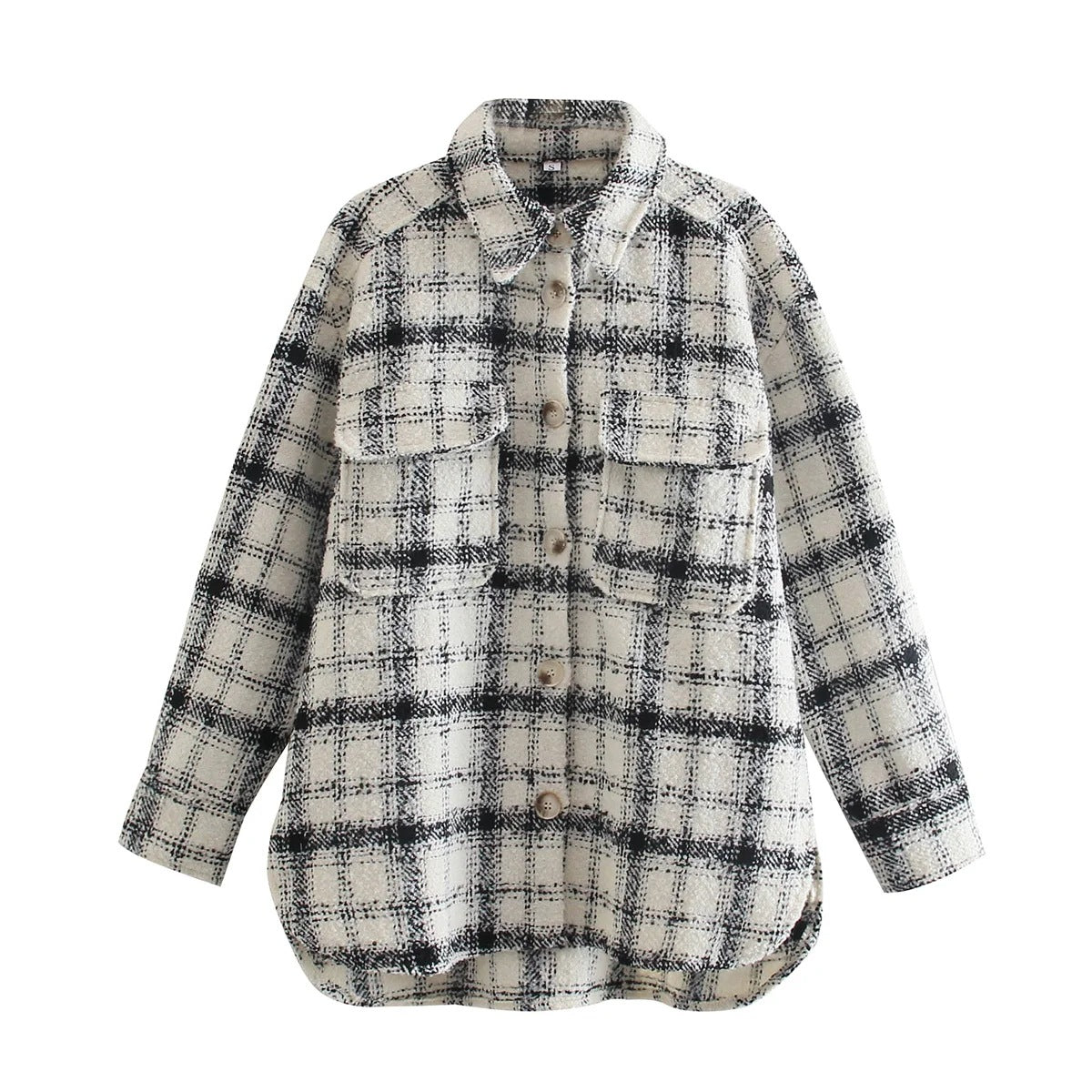 Blogger Street Coarse Woolen Loose Long Classic Retro Plaid Woolen Coat Women