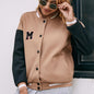 Women Clothing Casual Long Sleeve Solid Color Cardigan Coat Top Varsity Jacket Women