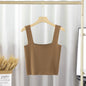 Square Collar Knitted Small Tank Top Vest Women Inner Bottoming Shirt Outer Wear Beauty Back Sleeveless Short Tube Top