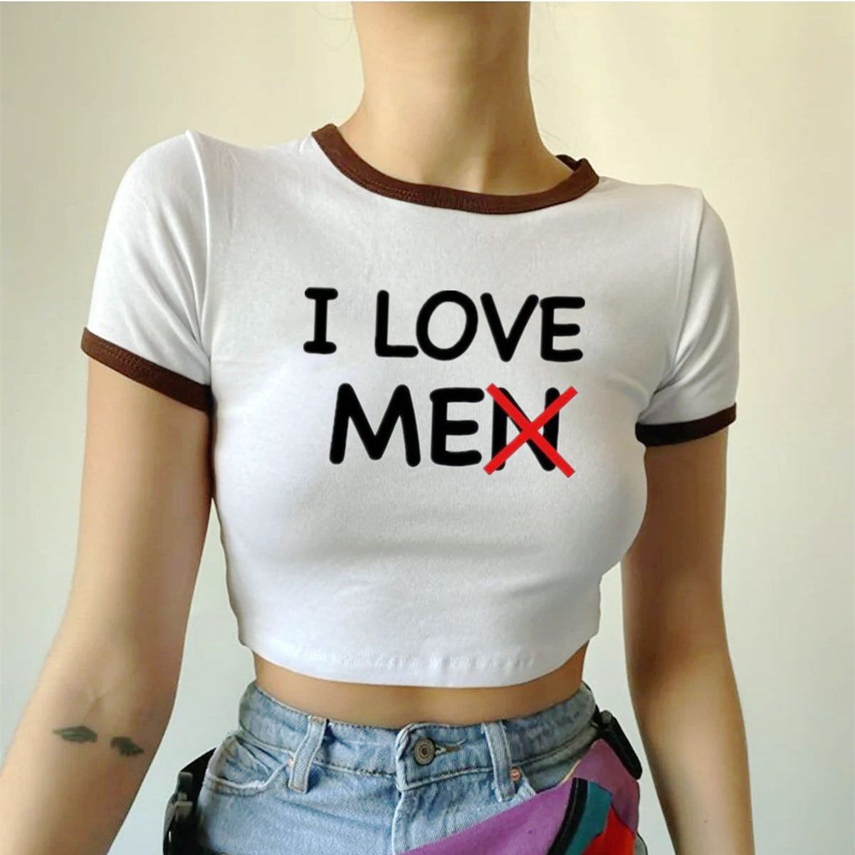 Street Hipster Sexy Women Clothing I Love Printing Short Short Sleeve T shirt