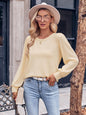 Autumn Winter Casual Women Clothing round Neck Solid Color Knitted Long-Sleeved Top