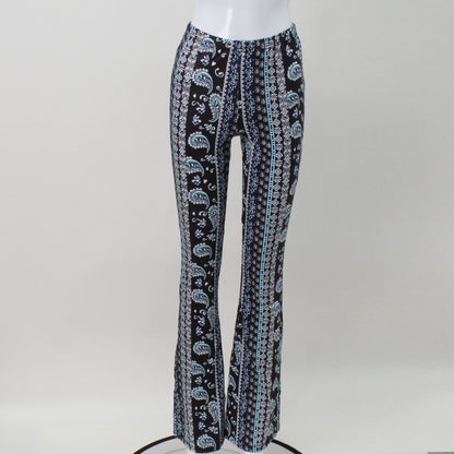 High Waist Thin Looking Cool Printed   Flared Pants Street Hipster Casual Pants