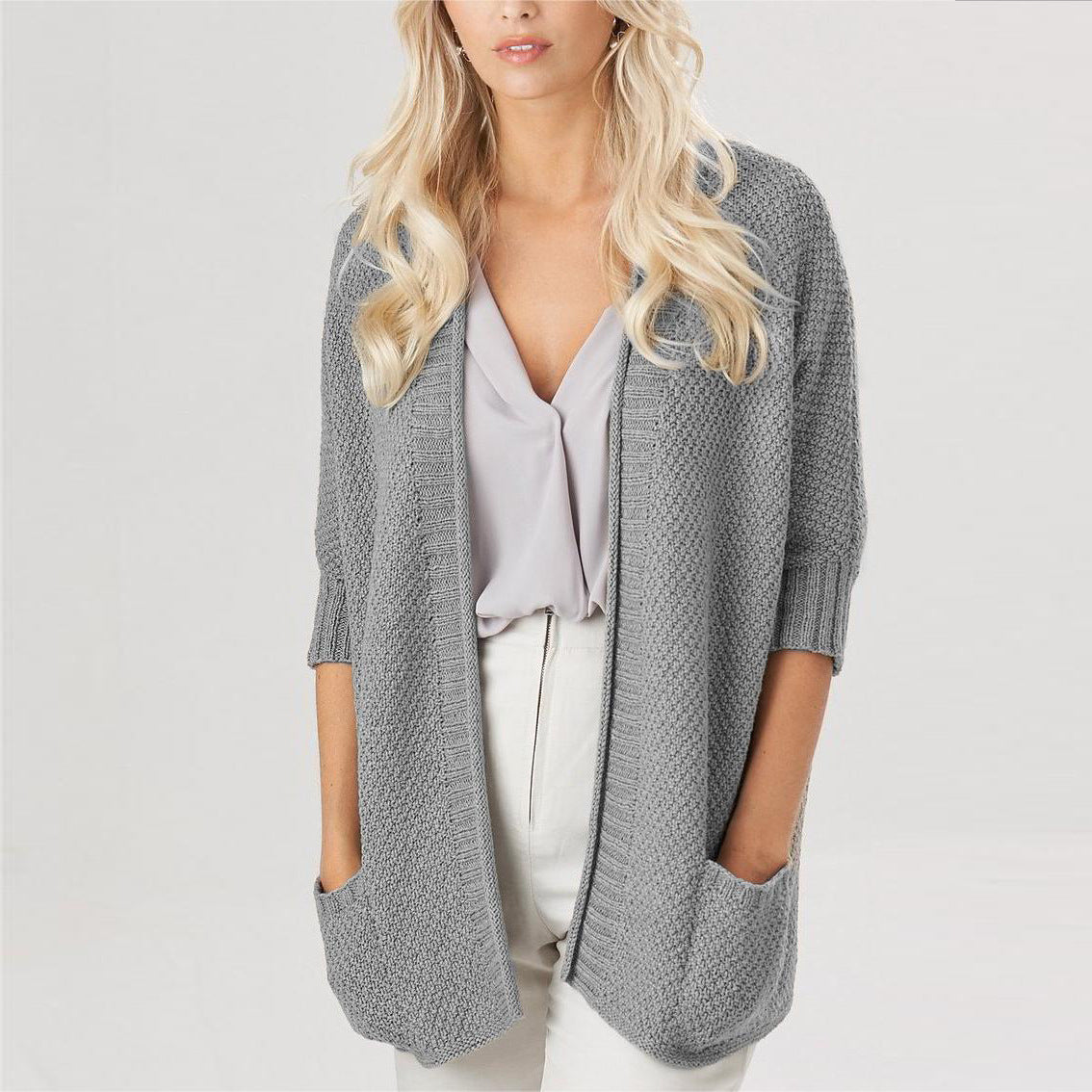 Autumn Winter Women Office Loose Knitted Cardigan Sweater Coat