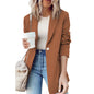 Single Button Small Women Autumn Winter Solid Color Slim Fit Waist Trimming Coat