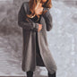 Autumn Winter Casual Minimalist Long Sleeve Button Hooded Sweater Cardigan Coat Women