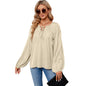 Satin Silk Shirt Women Clothing Lantern Long Sleeve Loose V Neck Lace Up Top