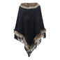 Knitted Tassel Cloak Women Autumn Winter Solid Color Pullover Loose Inverness