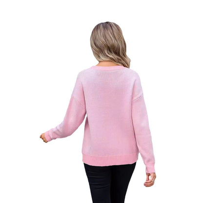 Autumn Winter Sweater Women Sweater Bow Color Matching Sweater Women