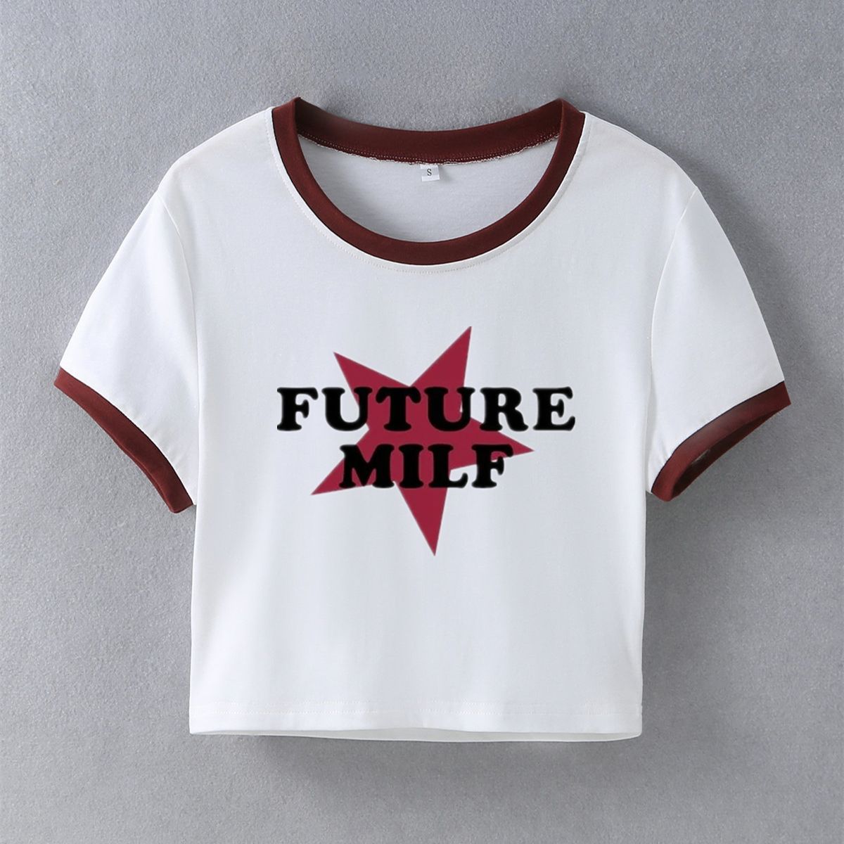 Street Hipster Five Pointed Star Future MILF Short Slim Fit Short Sleeved T Shirt Women