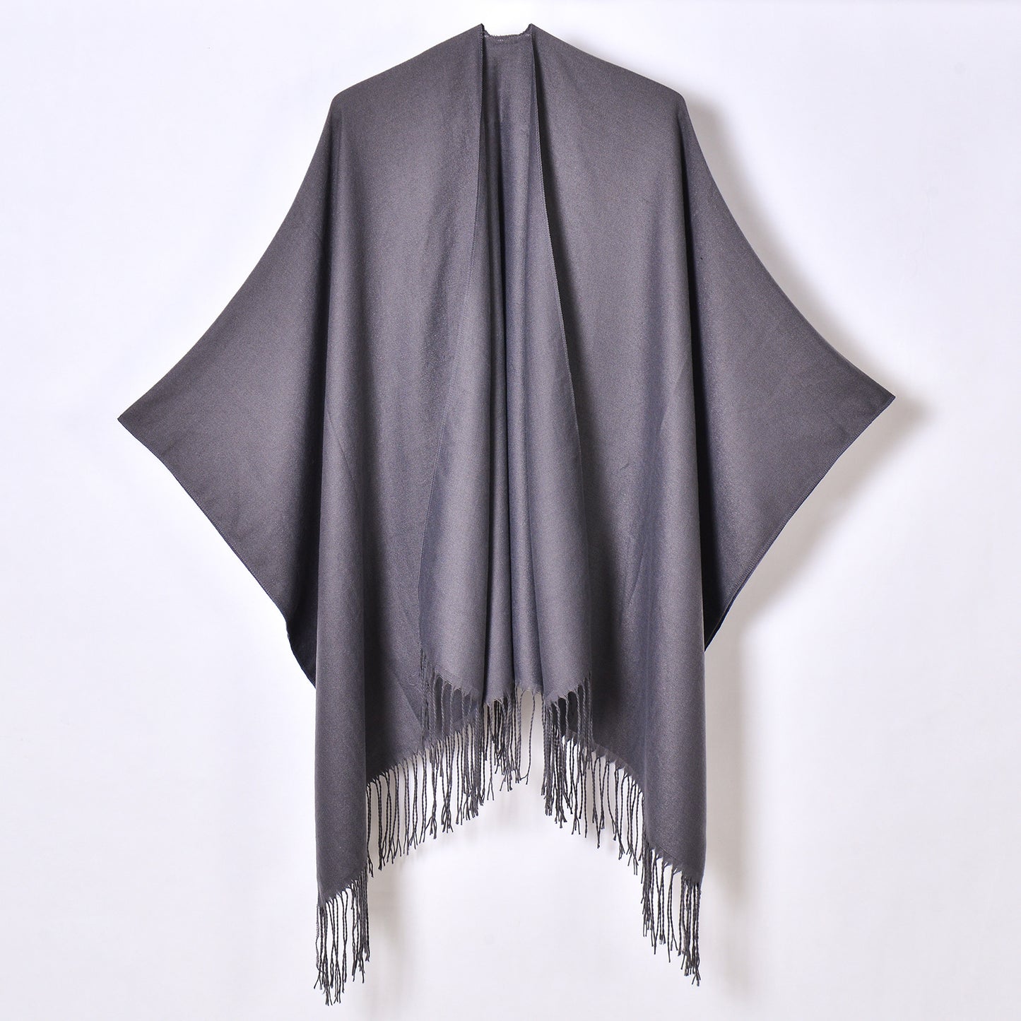 All Matching Women Classic Monochrome Tassel Split Shawl Scarf Four Seasons Cashmere Knitted Cardigan