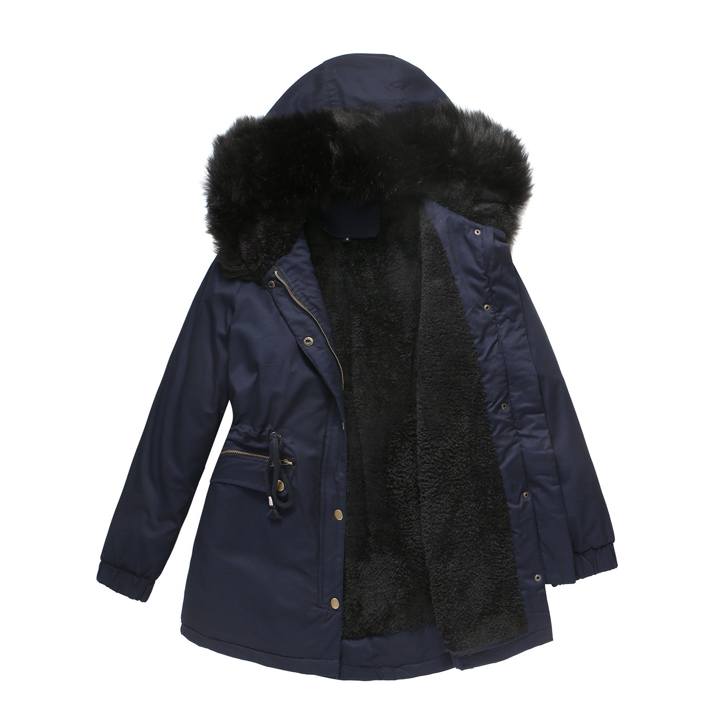 Autumn Winter Parka Women Fleece Lined Coat Women with Fur Collar Hooded Warm Jacket Loose Cotton Coat Plus Size