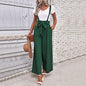 Summer Women Clothing Adjustable Solid Color Wide Leg Suspender Pants