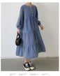 Women Clothing Japanese Korean Loose Denim Dress Long below the Knee Casual All Match Shirt Dress