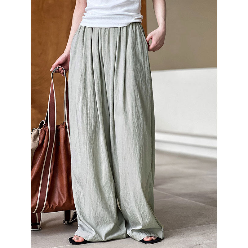 Thin Elastic Waist Drooping Wide Leg Pants Women Summer Relaxed Sense Mop Pants Yamamoto Pants