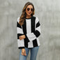 Women Loose Color Matching round Neck Sweater Striped Retro Knitwear Women