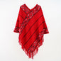 Retro Ethnic Shawl Women Pullover Cape Travel Wear Outer Wear Tassel Cape Knitted Coat