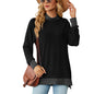 Autumn Winter Contrast Color Scarf Loose Long Sleeve Split T shirt Top Women