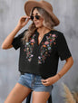 Summer Ten Thousand Needles Embroidery Stitching Lace Lace Collared Blouse Women