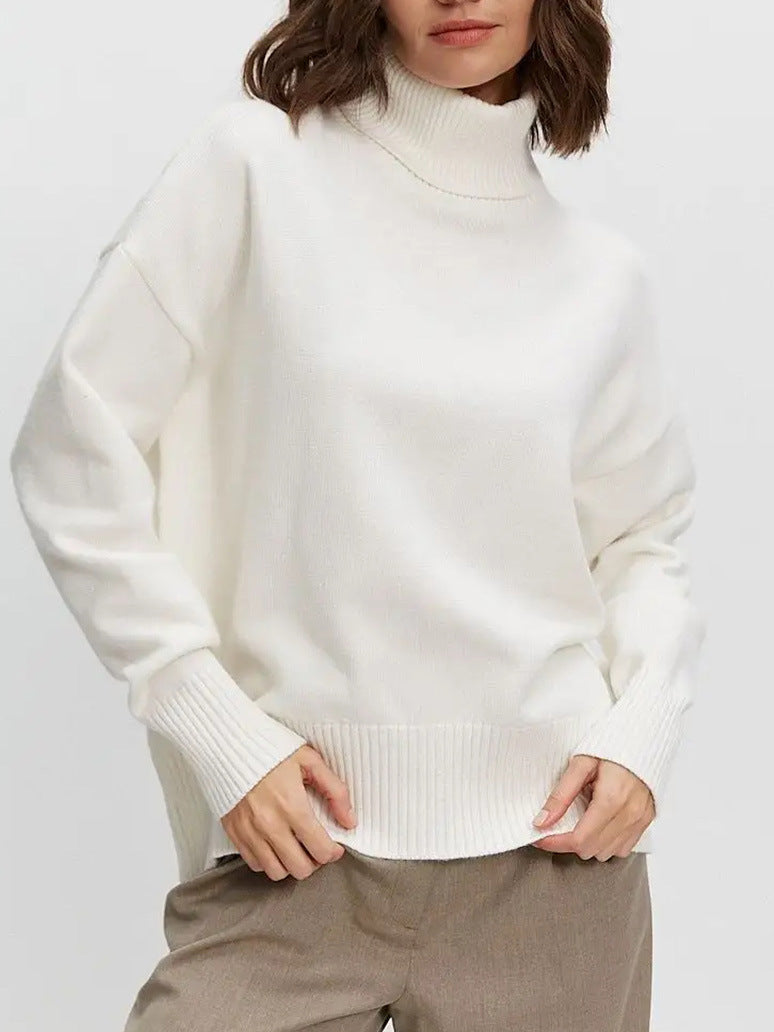 Popular Solid Color Thickened Knitwear Autumn Winter Loose Turtleneck Russian Sweater