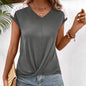 Women Clothing Hollow Out Cutout Lace V neck Patchwork Casual Comfortable Short-Sleeved T-shirt Women