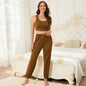 Solid Color Vest Lace Up Trousers Pajamas Women Suit Skin Friendly Thin Outer