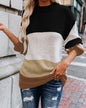 Autumn Winter Women Knitwear Stylish Loose plus Size round Neck Striped Sweater for Women