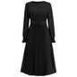 Autumn Winter Round Neck Bubble Long Sleeve Pleated A Line Mid Length Slim Dress