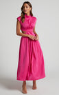 Sweet Street Summer Stand Collar Solid Color Cropped Outfit Maxi Dress