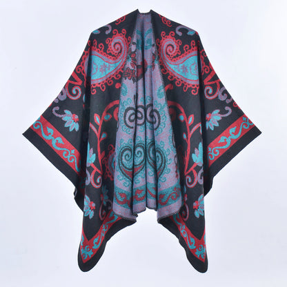 Autumn Winter Retro Paisley Thick Shawl Street Cloak Scarf