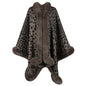 Autumn Winter Fur Collar Cape Cardigan Leopard Print Shawl Sweater  Women