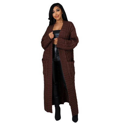 Autumn Winter Women Clothing Sexy Casual Long Sleeve Long Sweater Coat