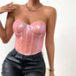 Girls Nightclub Street Chest Wrap Sequin Zipper Heavy Industry Tube Top