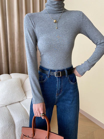 Fashionable French Smoke Tube Turtleneck Early Autumn Long Sleeves Stretch Slim Bottoming Shirt Inner Match Slimming