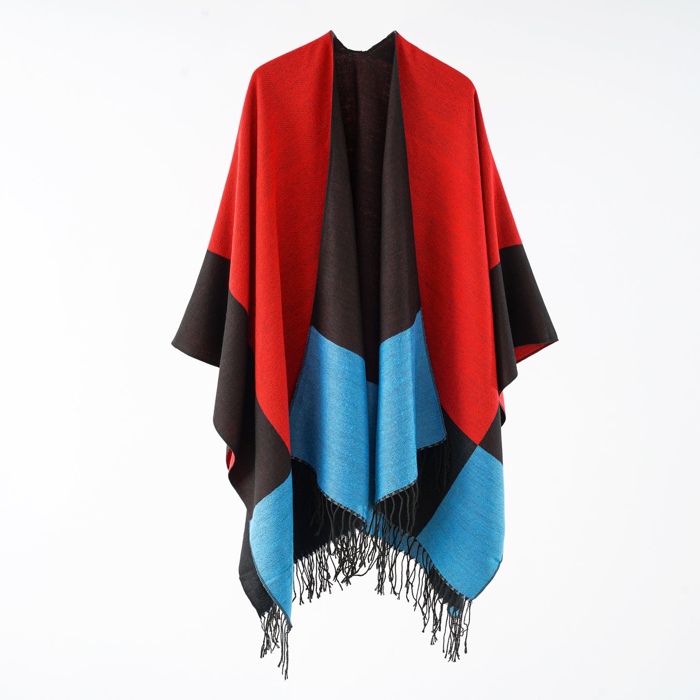 Women Scarf Shawl Retro Jacquard Split Thickened Warm Shawl Cloak