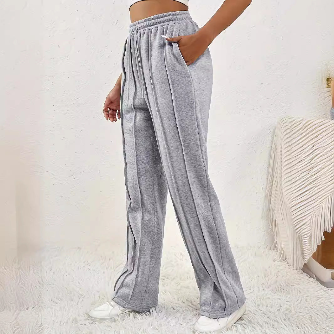 Gray Sweatpants Women High Waist Casual Wide Leg Pants Loose Track Pants Tide