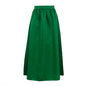 Women Clothing Satin Green Skirt Long Skirt Women Summer Simple High Waist Big Swing Umbrella Skirt