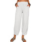 Summer Solid Color Loose Cotton Linen Casual Pants Home Harem Trousers Women