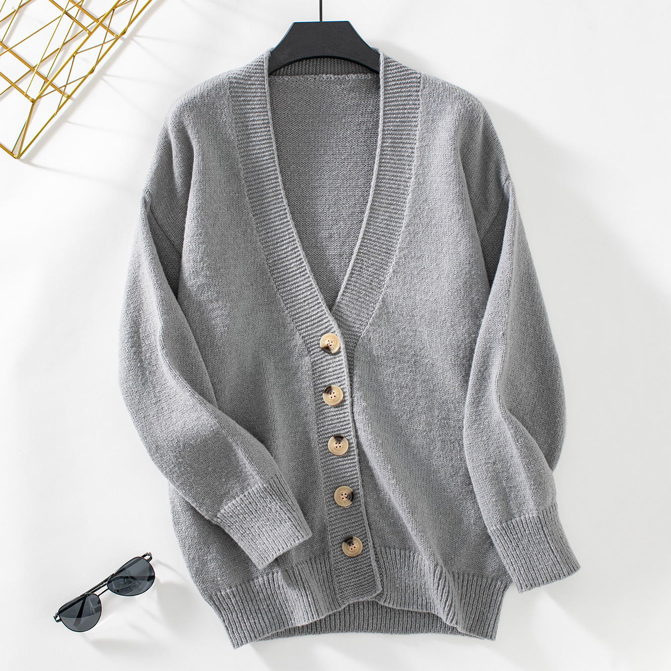 Elegant Knitted Cardigan Women Autumn Winter Women Plain Single Breasted Sweater Coat