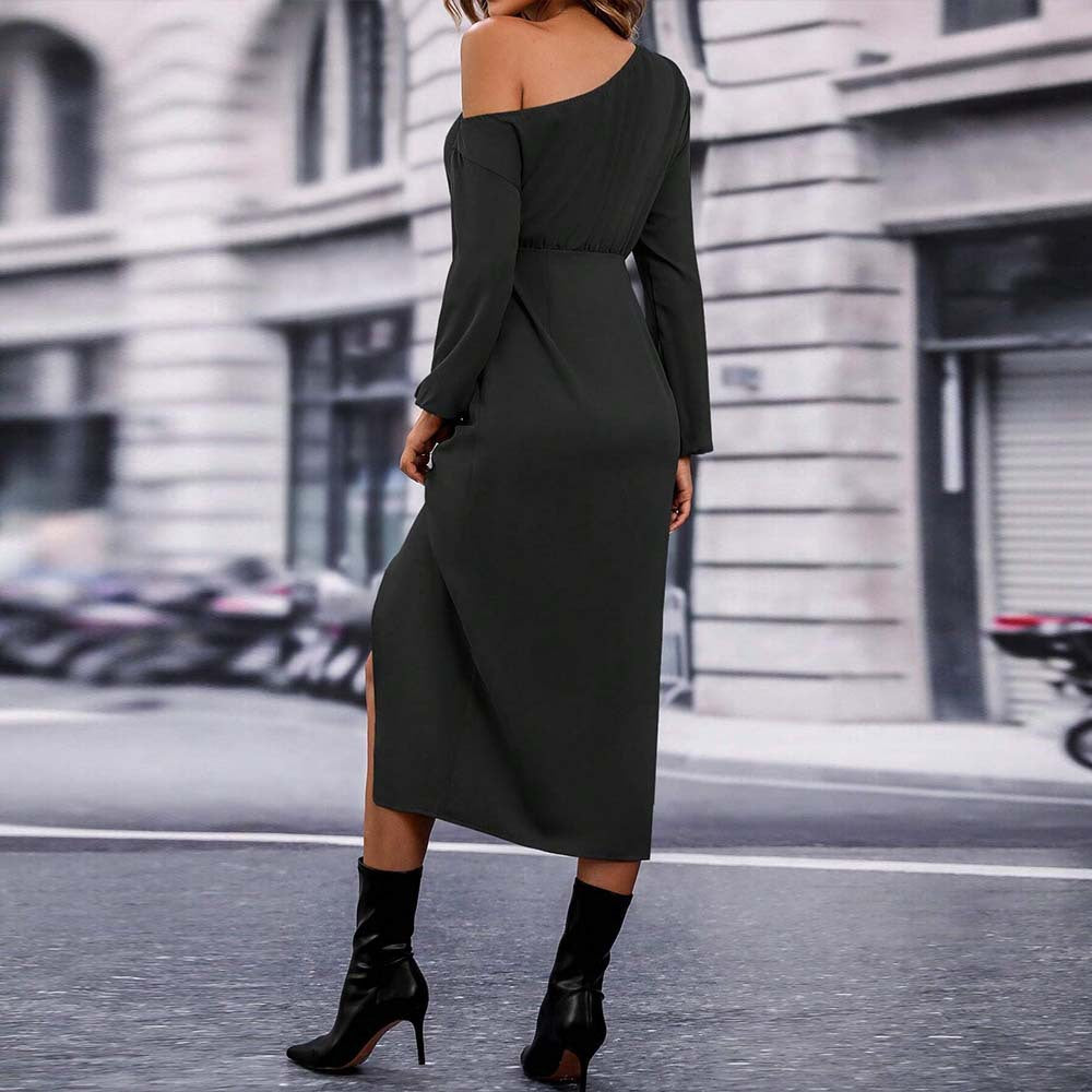 Women Clothing Elegant Intellectual Dress Autumn Winter Adult Lady Like Woman High Sense Midi Dress