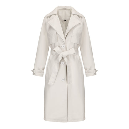 Spring Autumn Women Trench Coat Long Loose Jacket Faux Leather Coat Women Oversize Classic Turn down Collar Coat Containing Belt