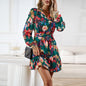 Printed Long Sleeved Shirt Dress Women Autumn Winter Elegant