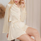 French Champagne Bridal Clothes Solid Color Casual Shirt Shorts Suit Bow Classic Home Wear for Women