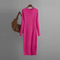 Autumn Winter Slim Fit Knitted Dress Women Inner Wear Outer Wear Mid Length Long Sleeve Tight Bottoming Hip