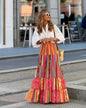 Autumn Internet Celebrity Same Printed Ruffled Big Hem Skirt Women