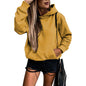 Autumn Winter Solid Color Pocket Hooded  for Women All Matching Long Sleeve Top